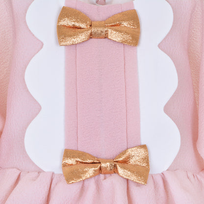 Girl's Scalloped Batwing Dress in Dusty Pink