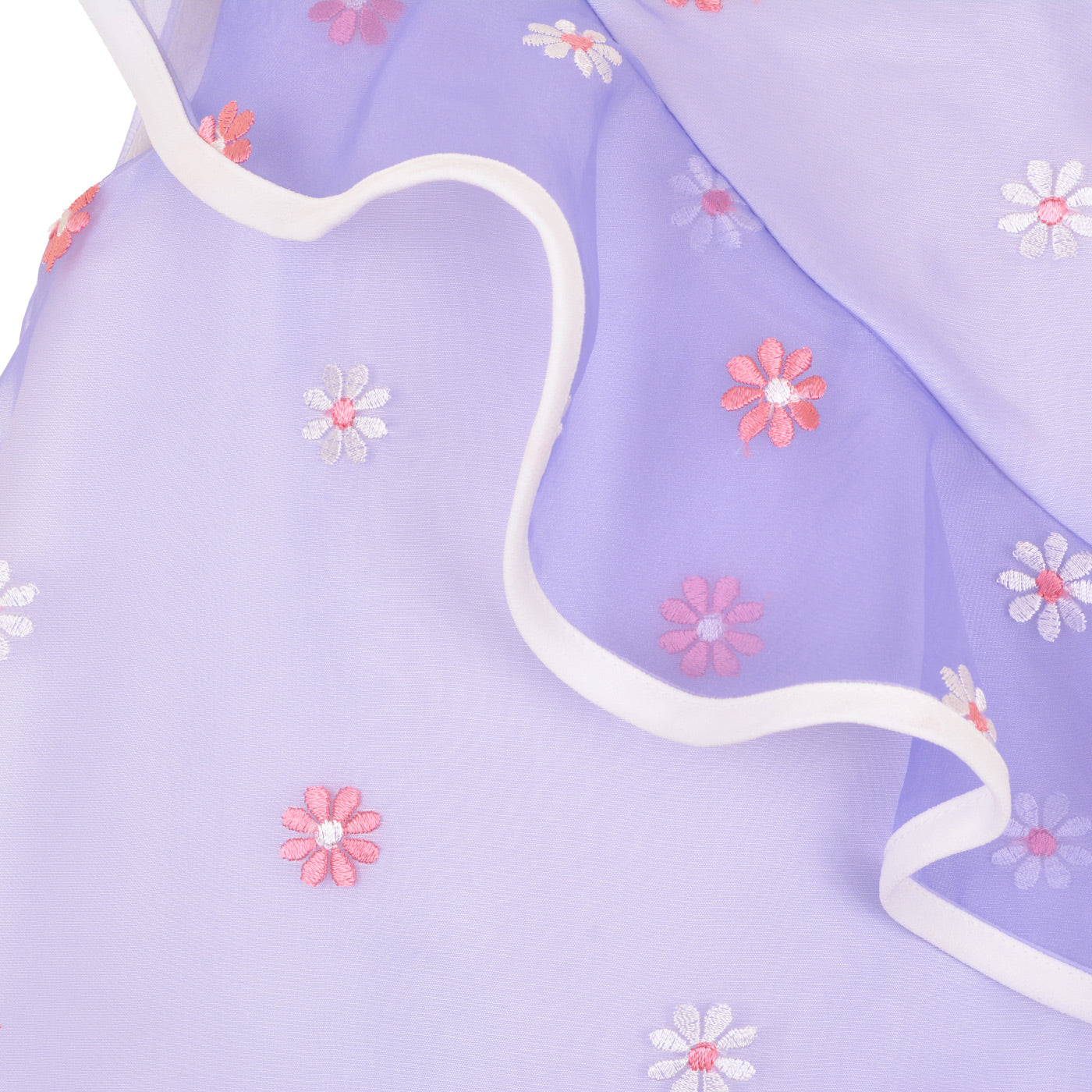 Girl's Ruffle Trapeze Dress in Lavender and White