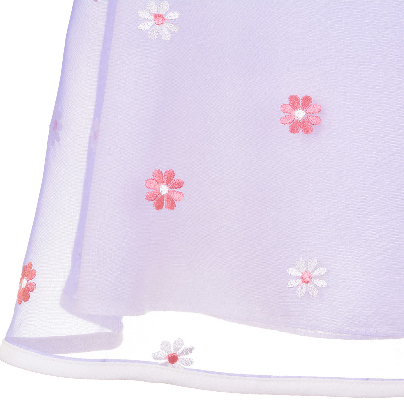 Girl's Ruffle Trapeze Dress in Lavender and White