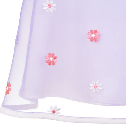 Girl's Ruffle Trapeze Dress in Lavender and White
