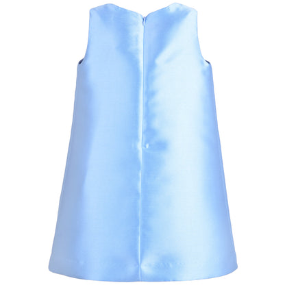 Girl's Origami Bow Shift Dress in Alice Blue