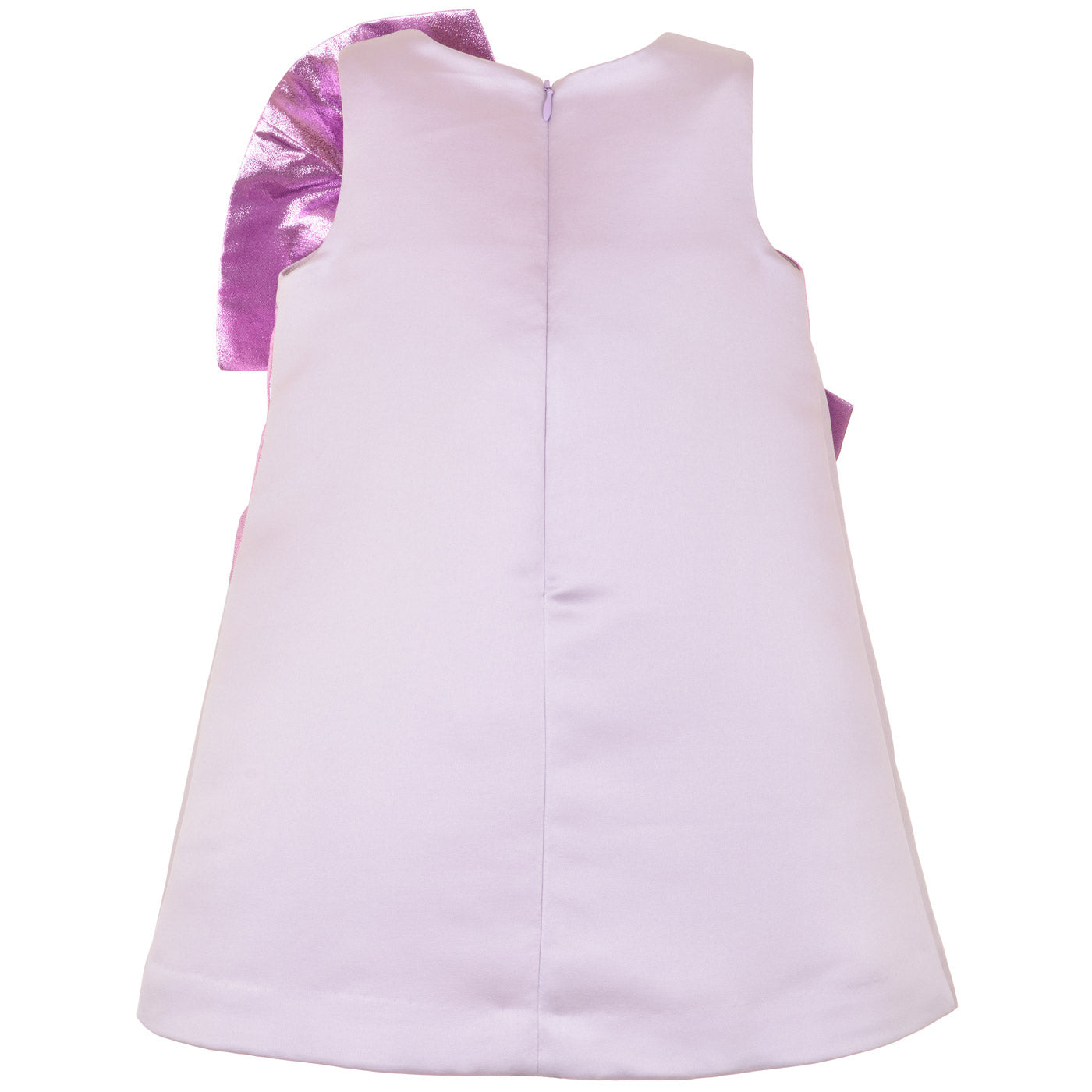 Girl's Giant Bow Shift Dress in Pale Lavender and Lilac