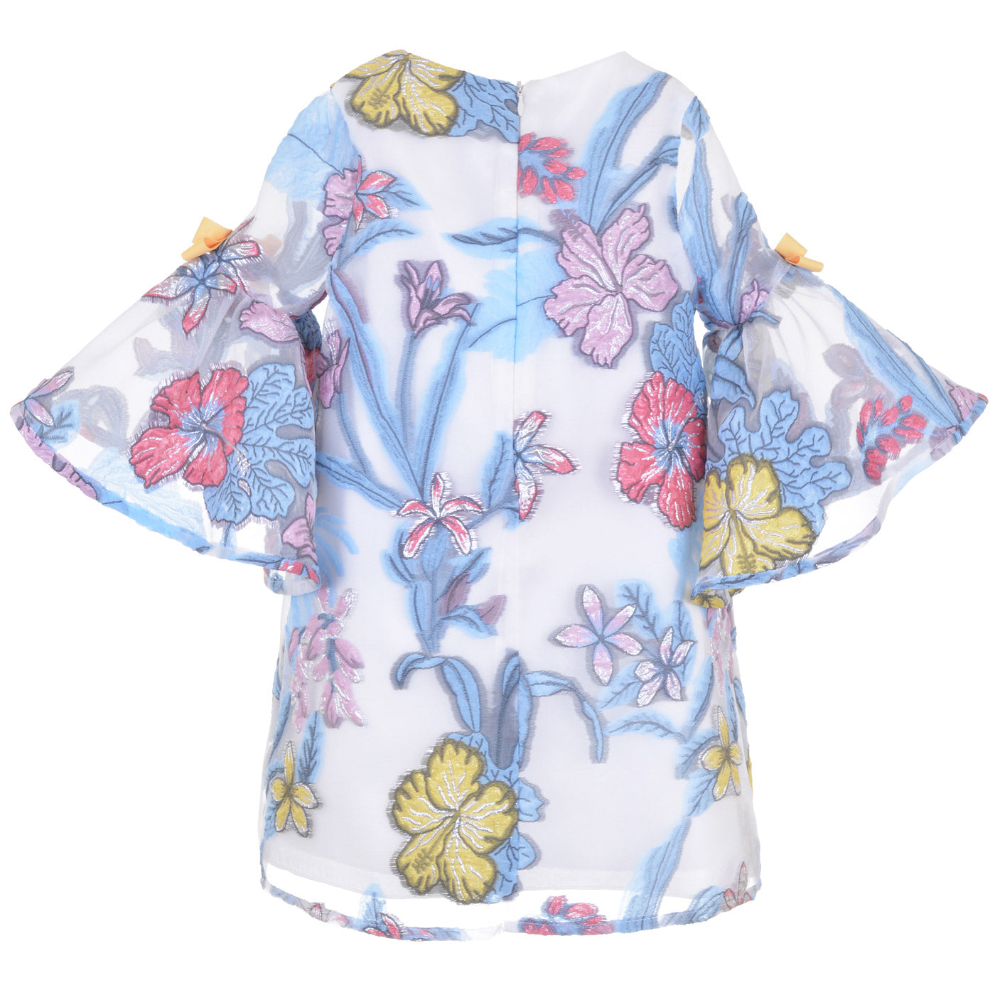 Girl's Bell Sleeve Shift Dress in Powder Blue and Lilac
