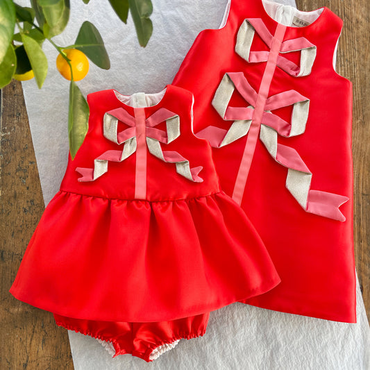 Origami Ribbon Peplum Dress & Bloomers