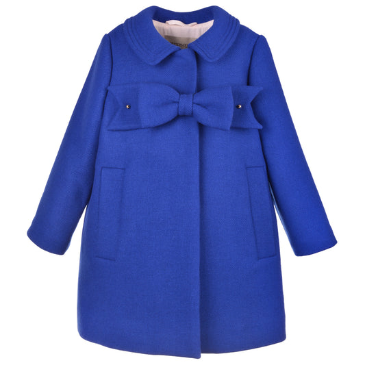 Girl's Bow Coat in Cobalt