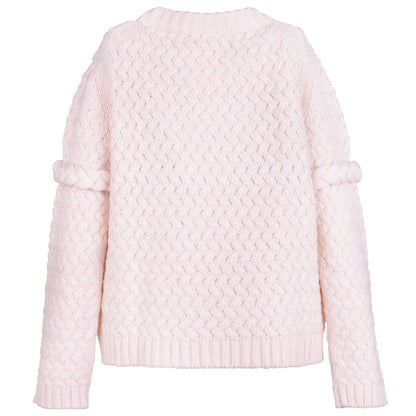 Girl's Chunky Merino Jumper in Blush