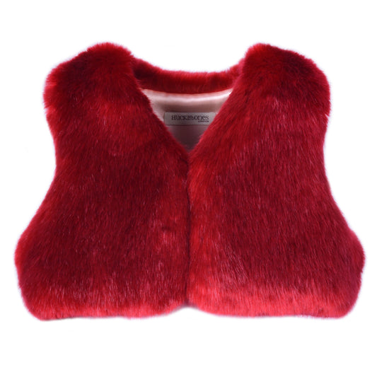 Girl's Faux Fur Shrug in Cherry