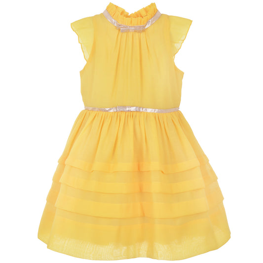 Girl's Flutter Sleeve Bodice Dress in Marigold