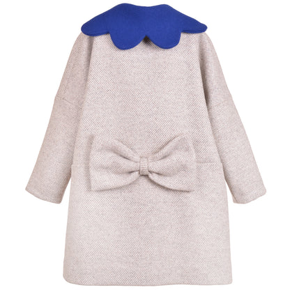 Girl's Scalloped Collar Coat in Heather Grey