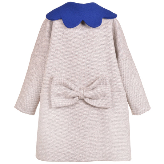 Girl's Scalloped Collar Coat in Heather Grey