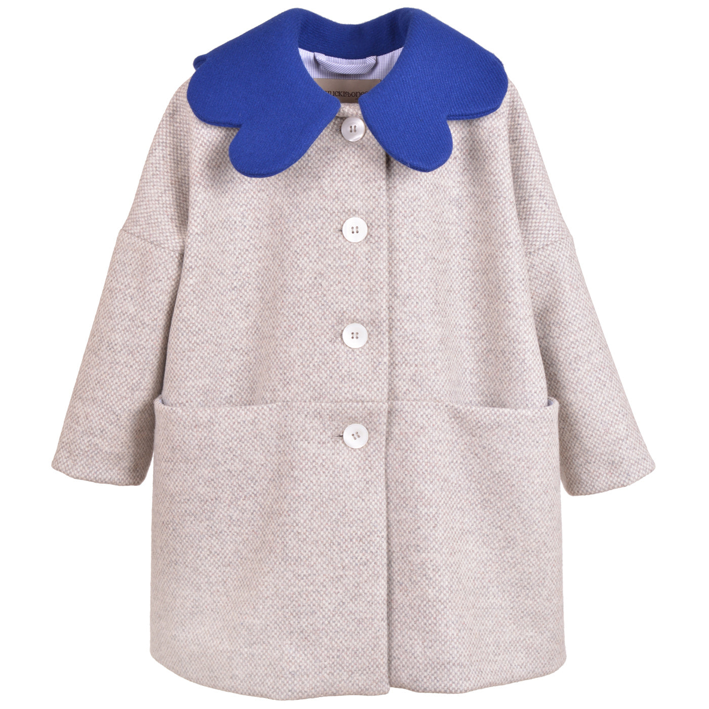 Girl's Scalloped Collar Coat in Heather Grey