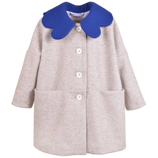 Girl's Scalloped Collar Coat in Heather Grey
