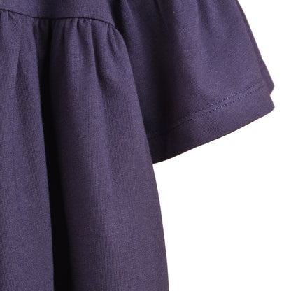 Girl's Bell Sleeved Jersey Dress in Navy and Lilac