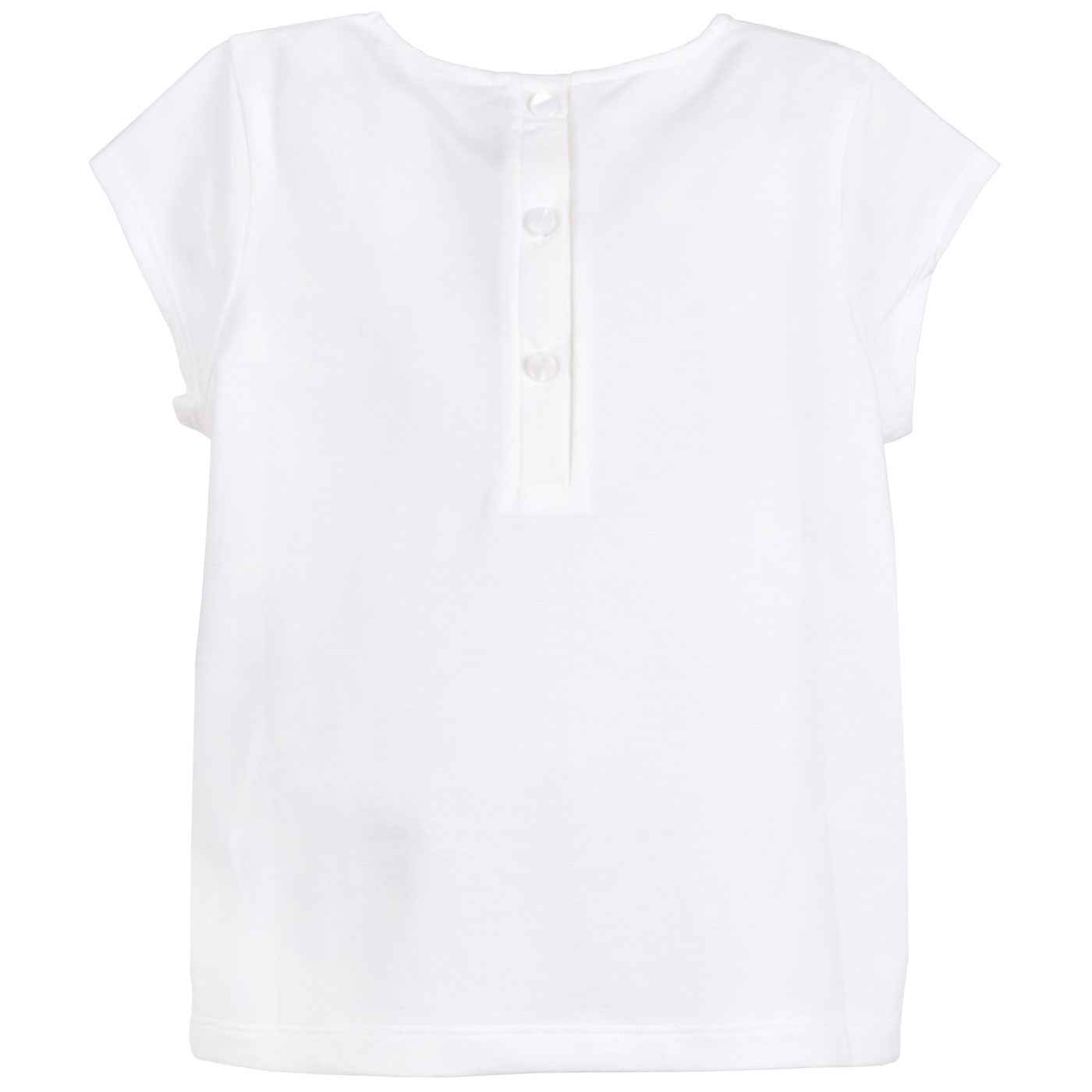 Girl's Bow Jersey T-shirt in Milk and Marigold