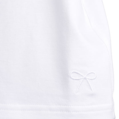 Girl's Bow Jersey T-shirt in White and White Gold