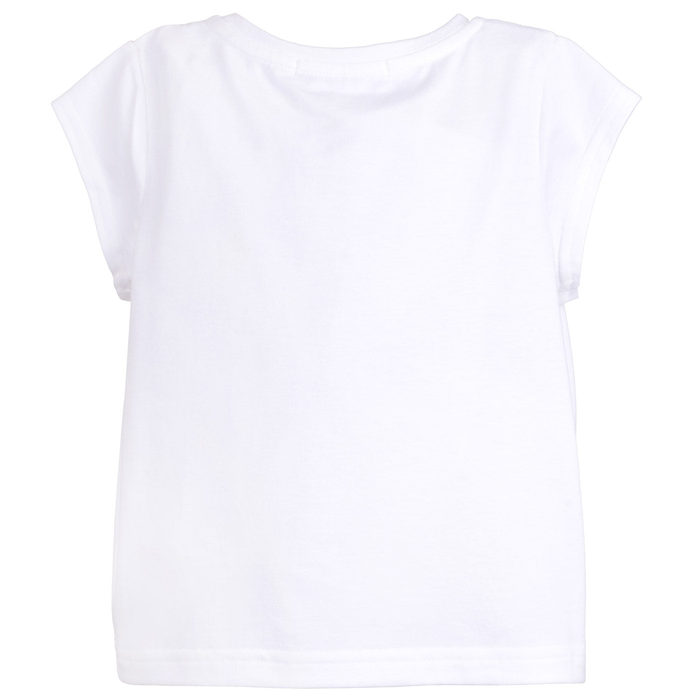 Girl's Bow Jersey T-shirt in White and White Gold