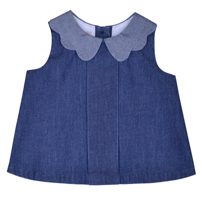 Baby's Chambray Scalloped Collar Swing Top