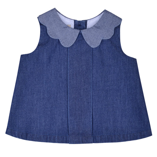 Baby's Chambray Scalloped Collar Swing Top