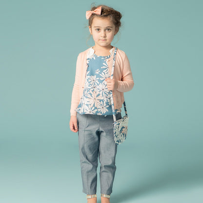 Girl's Chambray Trousers in Indigo