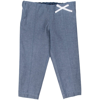 Girl's Chambray Trousers in Indigo