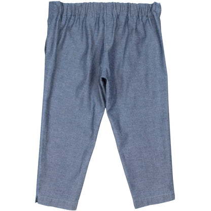 Girl's Chambray Trousers in Indigo