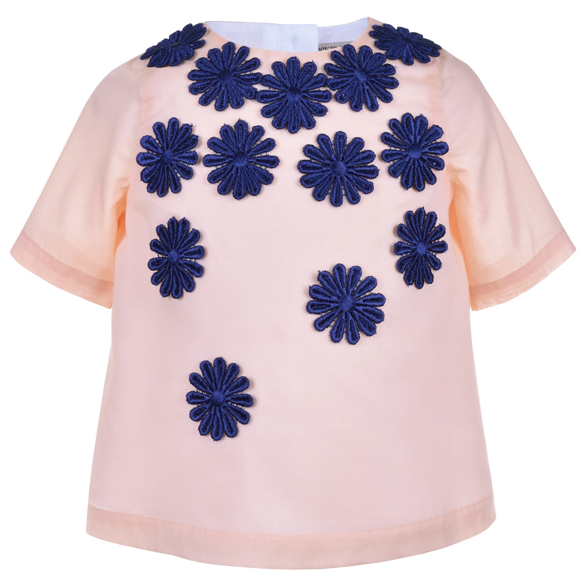 Girl's Daisy Blouse in Blush and Navy