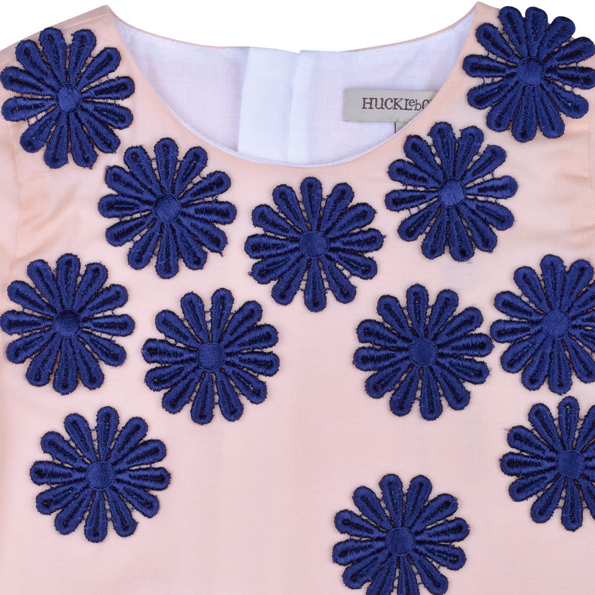 Girl's Daisy Swing Dress in Blush and Navy
