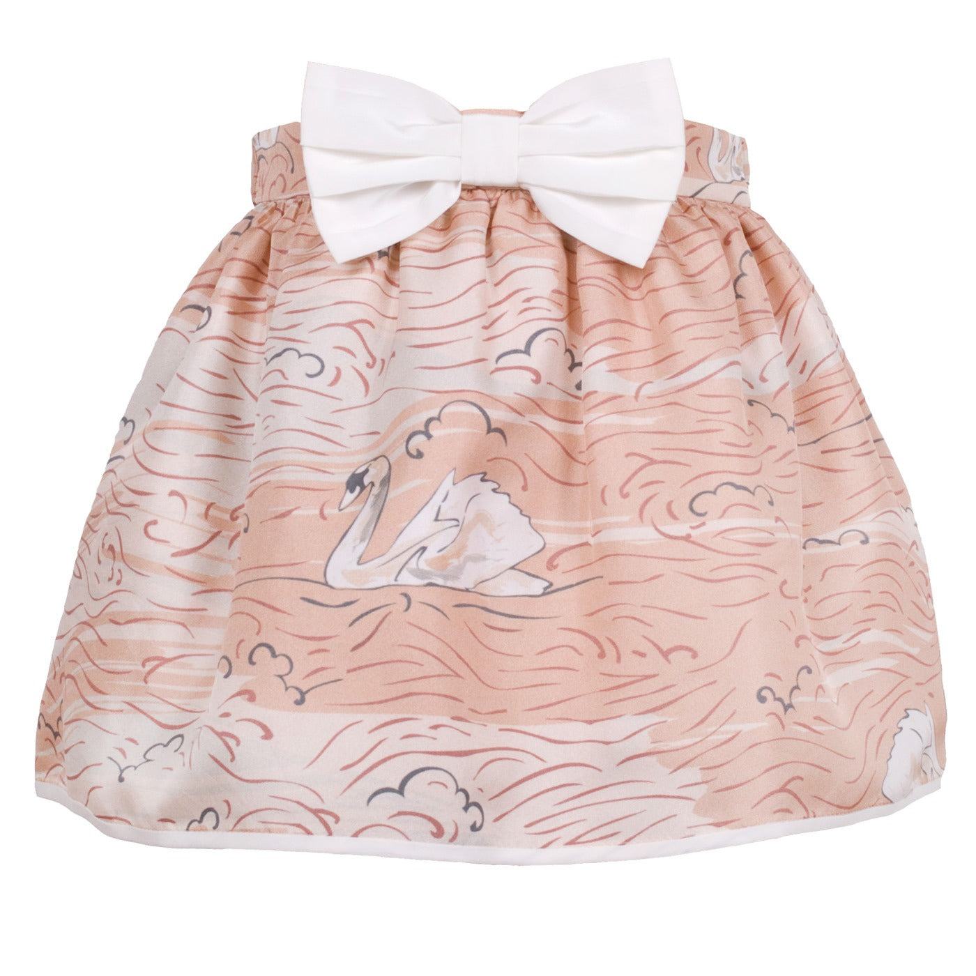 Girl's Gathered Skirt in Swan Print