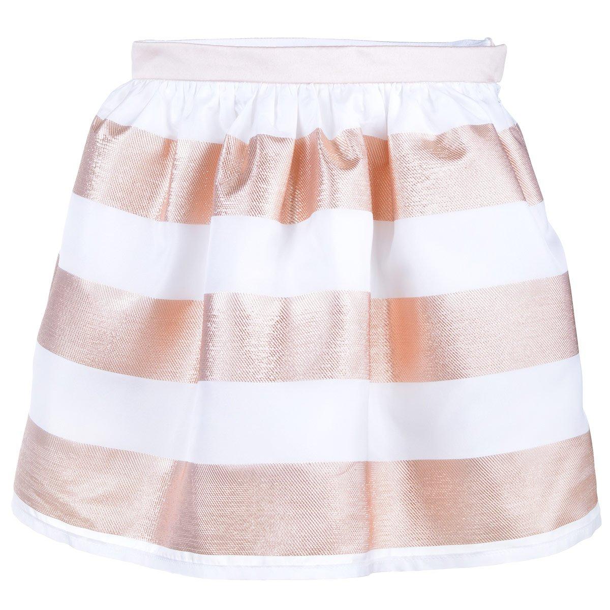 Girl's Gathered Skirt in Rose Gold and Chalk