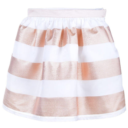 Girl's Gathered Skirt in Rose Gold and Chalk