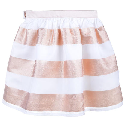 Girl's Gathered Skirt in Rose Gold and Chalk