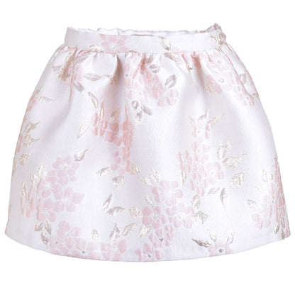 Girl's Gathered Skirt in Cloud and Rose