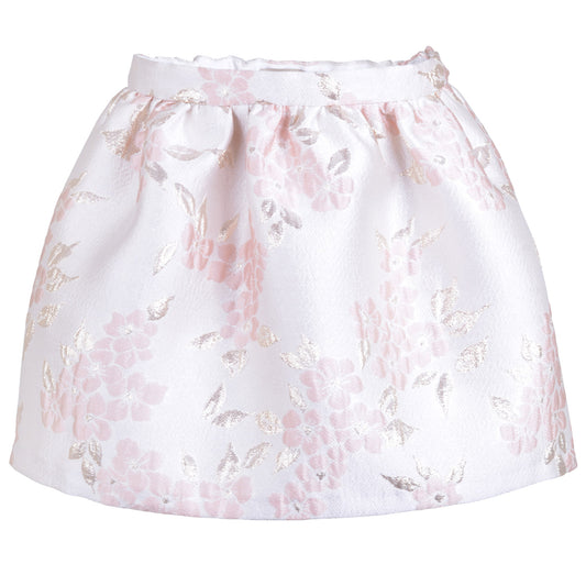 Girl's Gathered Skirt in Cloud and Rose