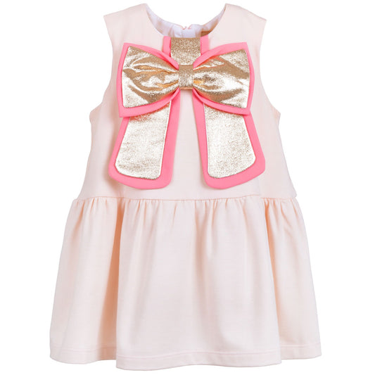 Baby's Gilded Bow Dress & Bloomers in Blush and White Gold