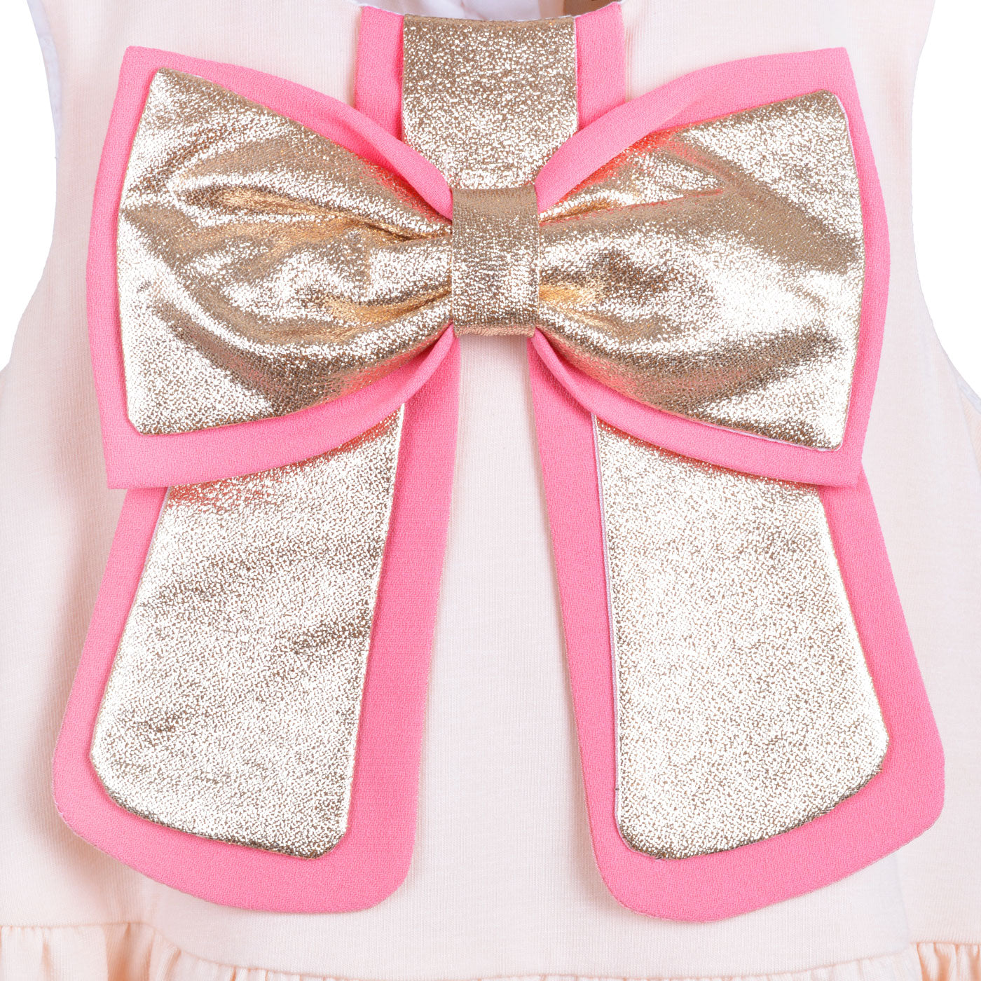 Baby's Gilded Bow Dress & Bloomers in Blush and White Gold