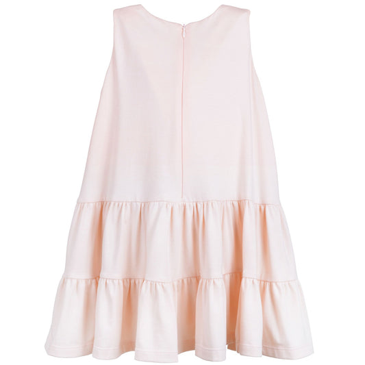 Girl's Gilded Bow Ruffle Tier Dress in Blush and White Gold