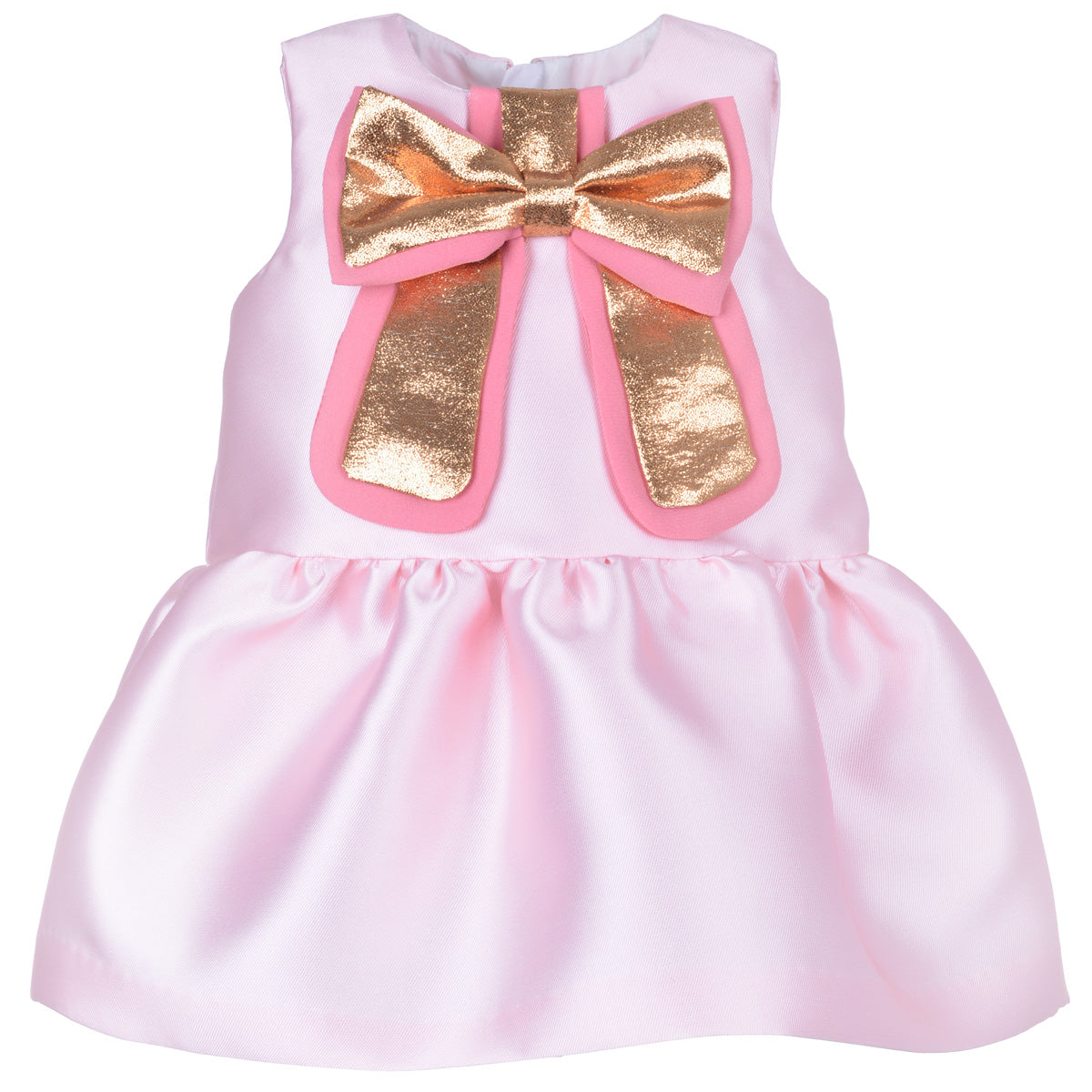 Baby's Guilded Bow Dress & Bloomers in Rose