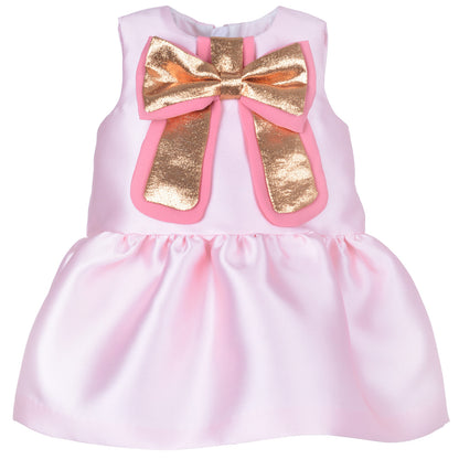Baby's Guilded Bow Dress & Bloomers in Rose
