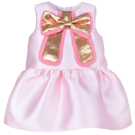 Baby's Guilded Bow Dress & Bloomers in Rose