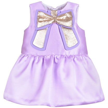 Baby's Guilded Bow Dress & Bloomers in Lilac