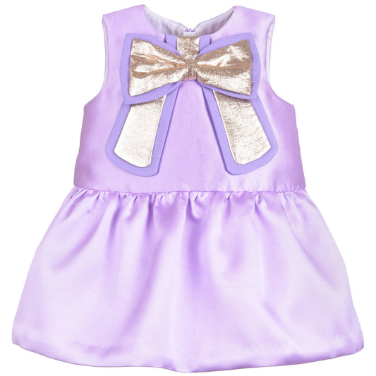 Baby's Guilded Bow Dress & Bloomers in Lilac