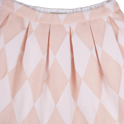 Girl's Harlequin Box Pleat Skirt in Grapefruit