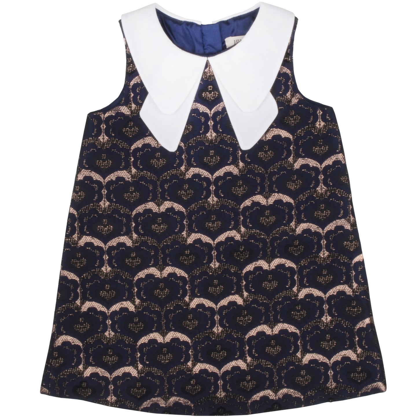 Baby's Metallic Brocade Shift Dress in Ink and Copper