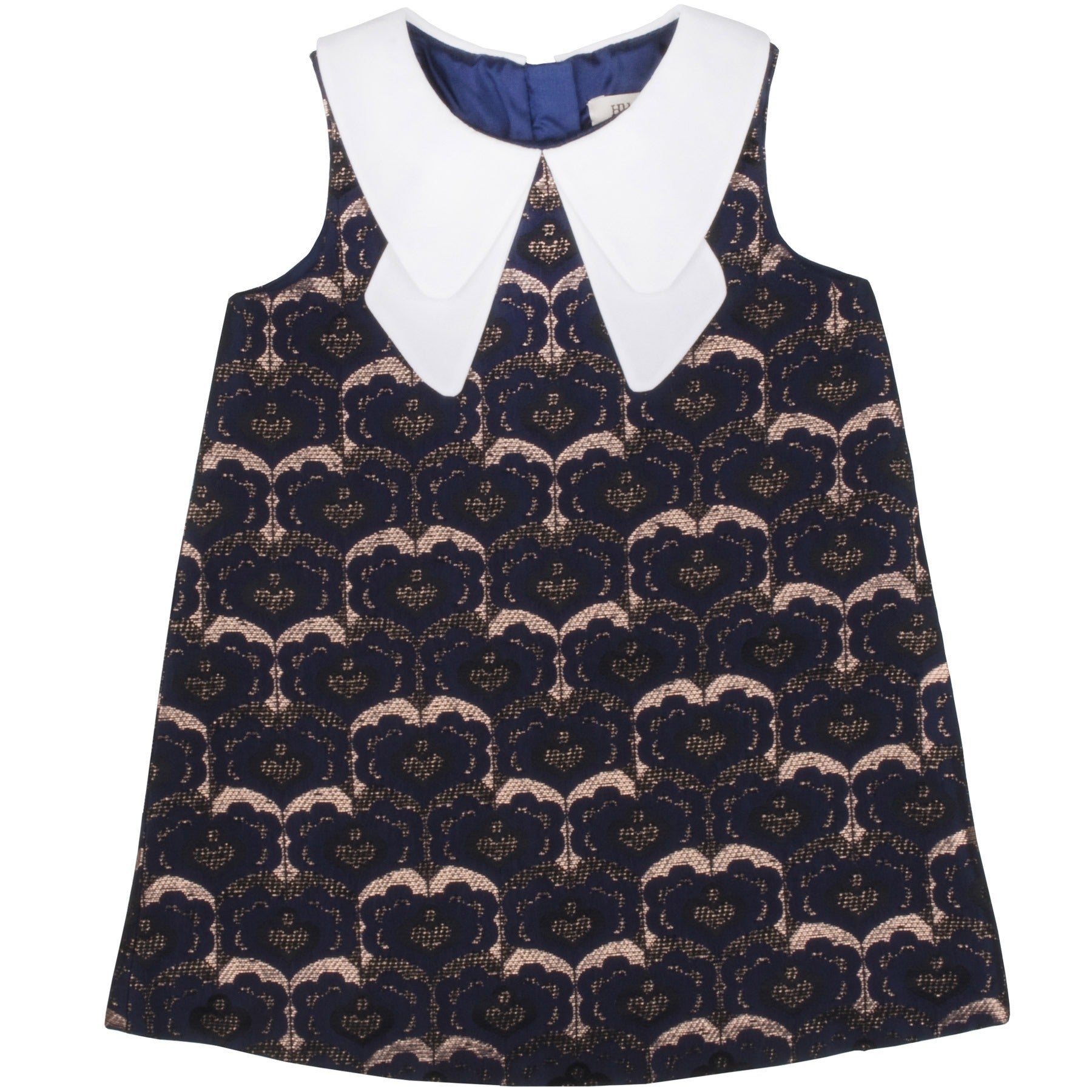 Baby's Metallic Brocade Shift Dress in Ink and Copper