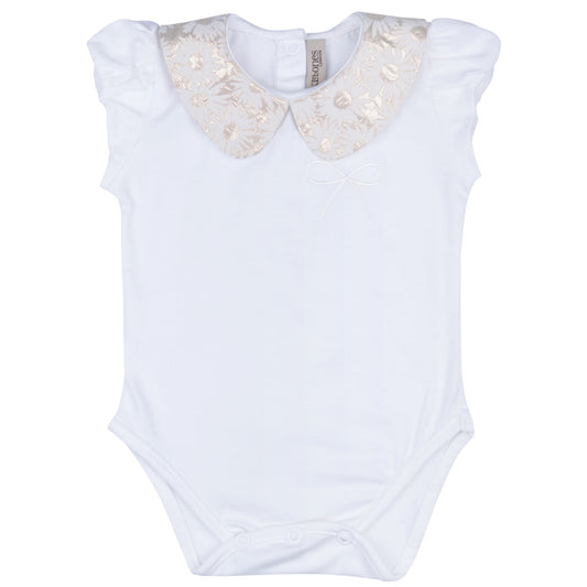 Baby's Onesie with Contrast Metallic Daisy Collar