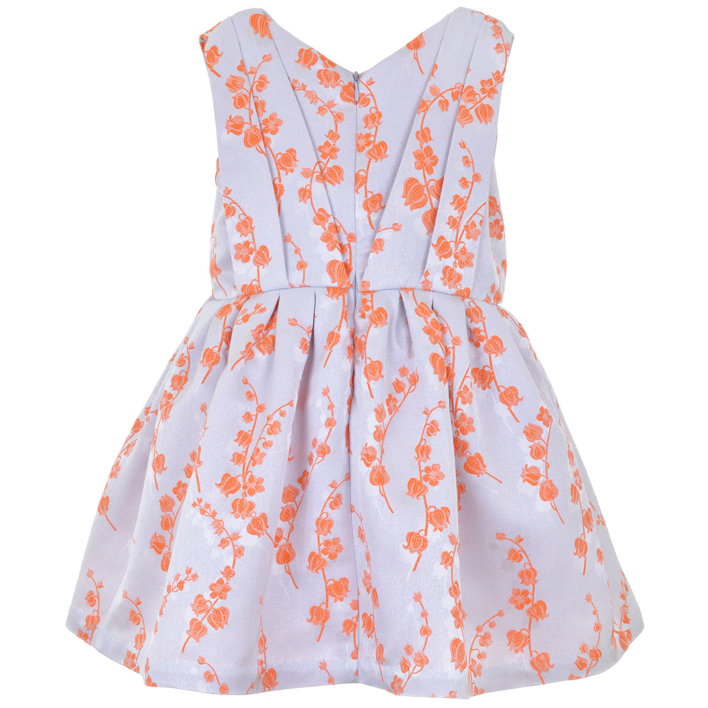 Girl's Pleated Bodice Dress in Powder Blue and Persimmon