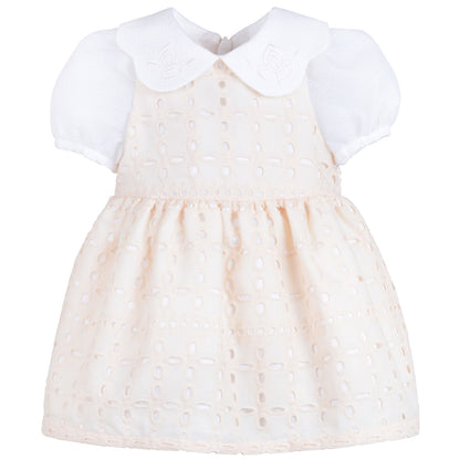 Baby's Puff Sleeve Bodice Dress & Bloomers in Vanilla