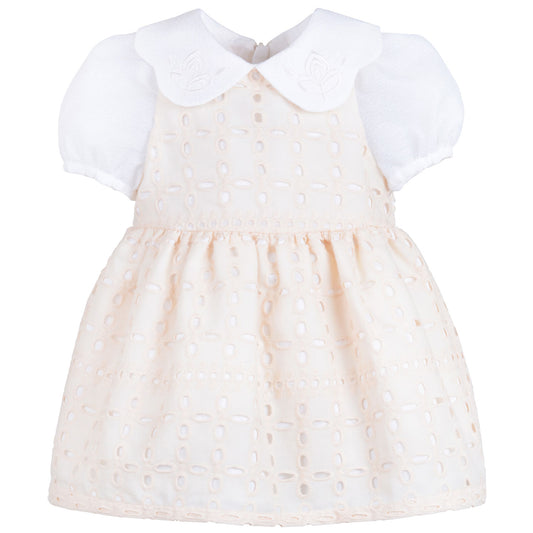 Baby's Puff Sleeve Bodice Dress & Bloomers in Vanilla