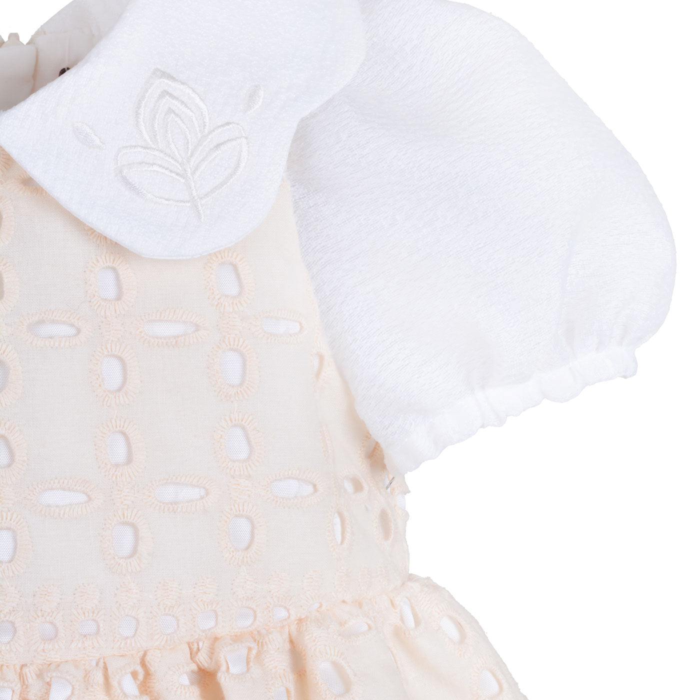 Baby's Puff Sleeve Bodice Dress & Bloomers in Vanilla