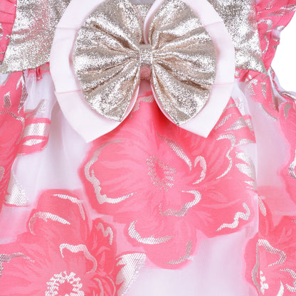 Baby's Rosette Bow Flutter Dress & Bloomers